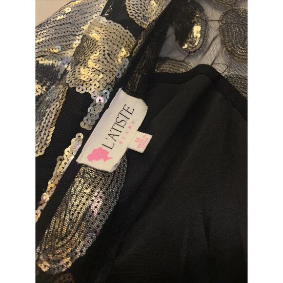 Latiste Dress Sequin Silver Spark Tulle‎ Goth Punk Rock Sz Med Fairy Concert Blk - Picture 6 of 6